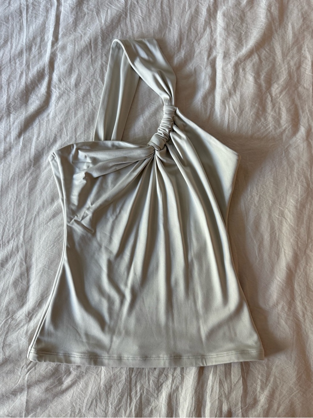 Abercrombie & Fitch One-Shoulder Knot Tank in Light Beige